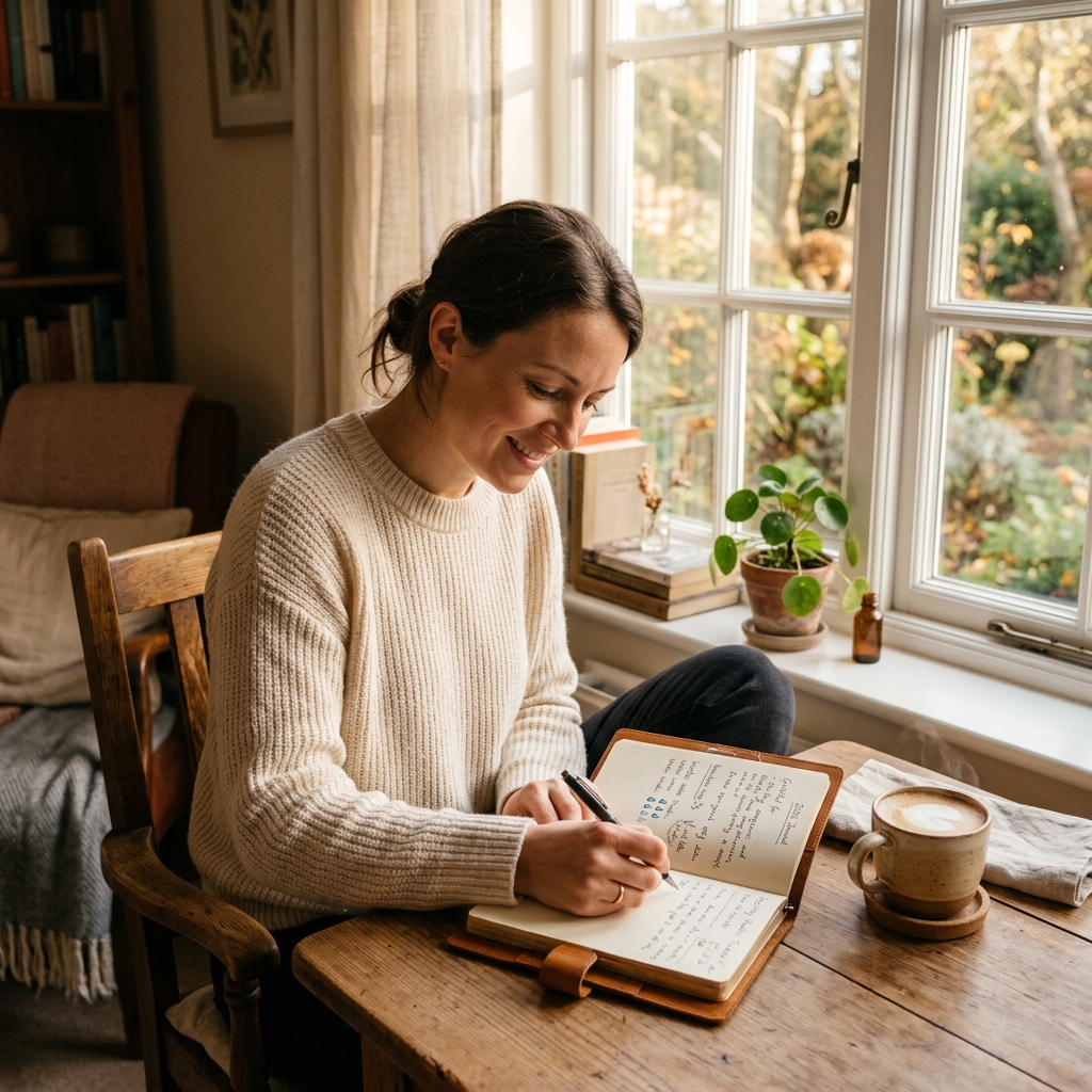 Person writing in a journal